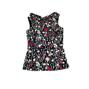 EUC Boden sleeveless top Business Blue white pink and red top zipper back sz 2